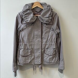 Juicy Couture Womens Drawstring Jacket Coat utility SMALL Lavender Gray Zipper